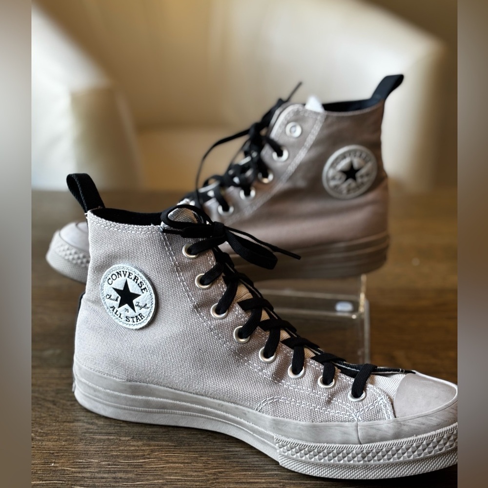 Converse Chuck 70‎ High Top Sneakers Light Grey Canvas Unisex Men 9 / Women 11
